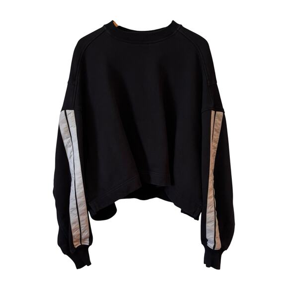 Vera Wang Collection Black Gray Thick Sweatshirt Silk Pouch On Back Size Medium - Picture 1 of 9